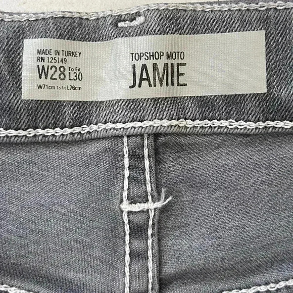 Topshop Jamie Skinny Jeans High Rise Ankle Cropped  Grey Size 26 - Picture 8 of 13